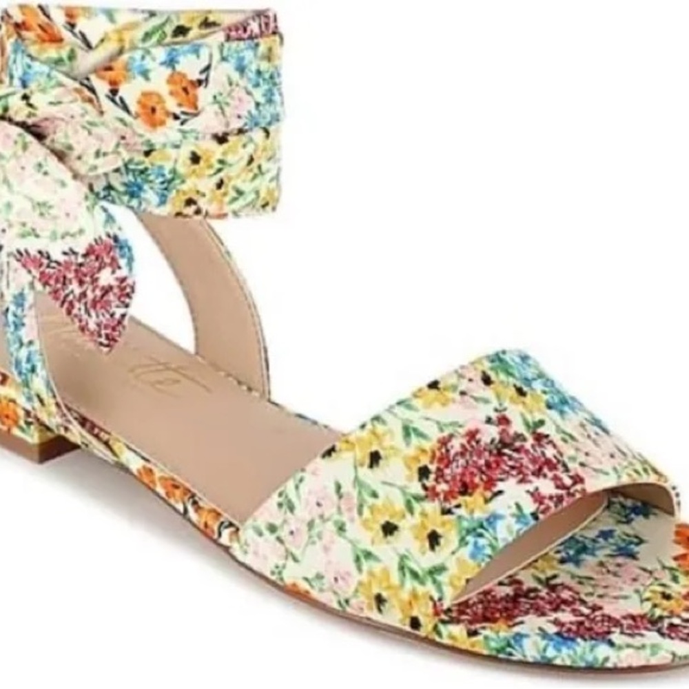 Nannette Multicolor Floral Ankle Tie Sandals